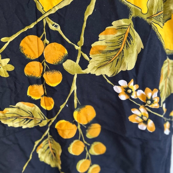 Vintage Elok Batik Yellow and Black Midi Dress with Animal Print Size OS - Picture 6 of 12